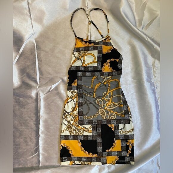 Revamped Chains and Belts  Backless Halter Mini Dress Ladies M - Picture 13 of 13